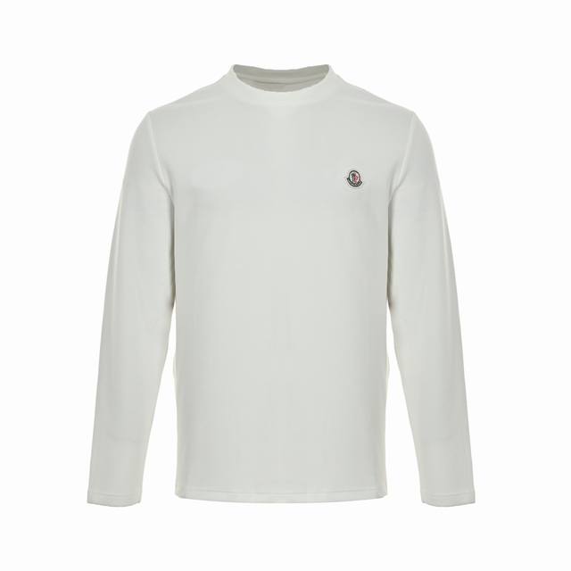 Moncler 25Fw Simple Logo Embroidered Long-Sleeve T-Shirt. Custom-woven, dyed, wa