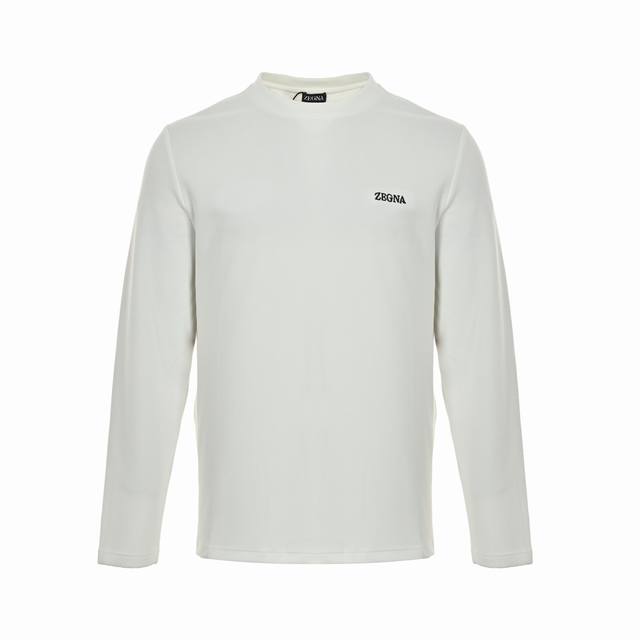 Zegna 25Fw Simple Logo Embroidered Long-Sleeve T-Shirt. Made of custom-woven, dy