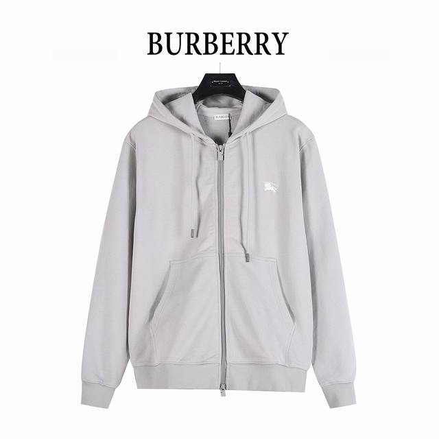 Burberry 25Fw Double Zip Hoodie Set with Equestrian Pledge Embroidery on Back. T