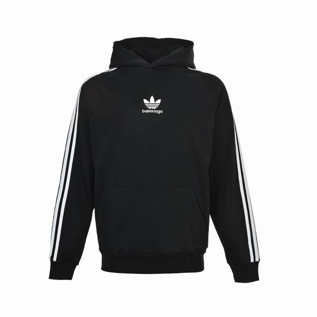 Balenciaga & Adidas Originals Embroidered Three Stripes Hooded Sweatshirt. Made