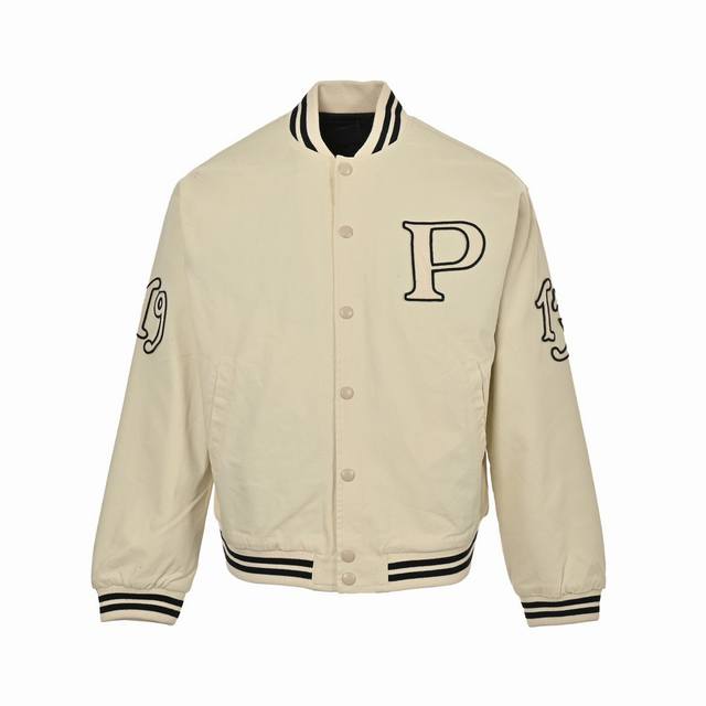 Prada 24Fw Baseball Jacket with "P" Letter Patch Medal on Chest (originally pur