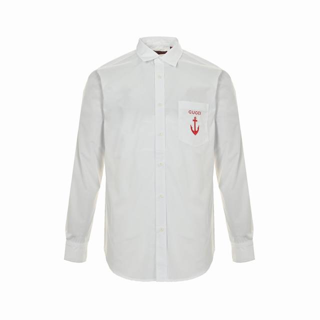 Gucci Anchor Embroidered Shirt. This new Gucci shirt is crafted from white cotto