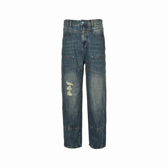 Louis Vuitton 24Fw Enamel Button Washed Distressed Work Jeans (Lv) These work je