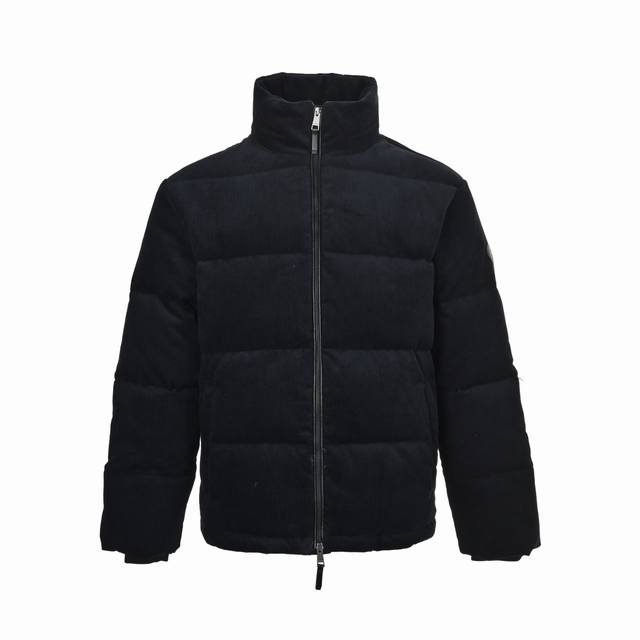 Burberry Equestrian Corduroy Stand Collar Down Jacket. Made of cotton corduroy f