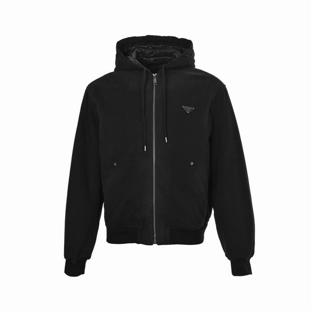 prada 25Fw Triangle Label Hooded Cotton Jacket Custom double warp and double wef