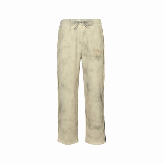 Miu Miu Applique Embroidered Letter Washed Pants ( ). Made of 100% pure cotton t