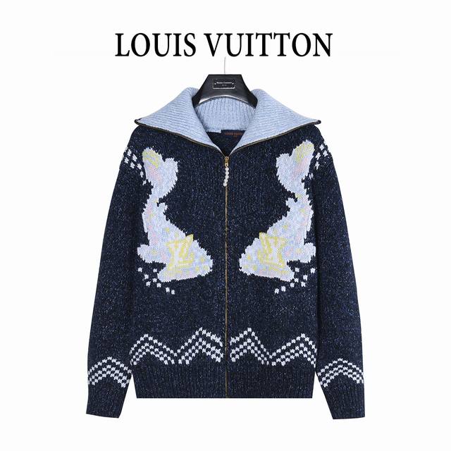 Louis Vuitton 25Fw Whale Zipper Jacquard Knit Sweater with Shawl Collar ( ). Aut