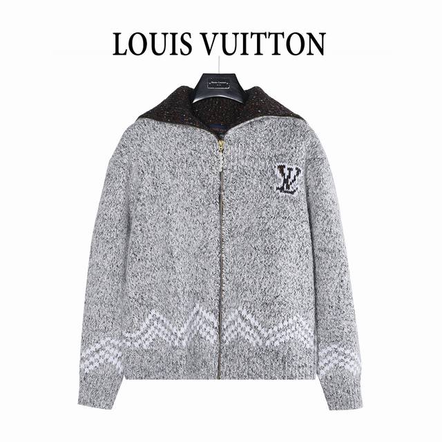 Louis Vuitton 25Fw Angler's Countryside Jacquard Knit Zip-Up Shawl Collar Sweate