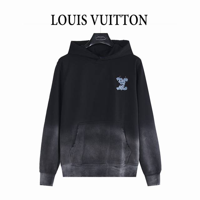 Louis Vuitton 25Fw Cloud Denim Logo Applique Embroidery Washed Distressed Hooded