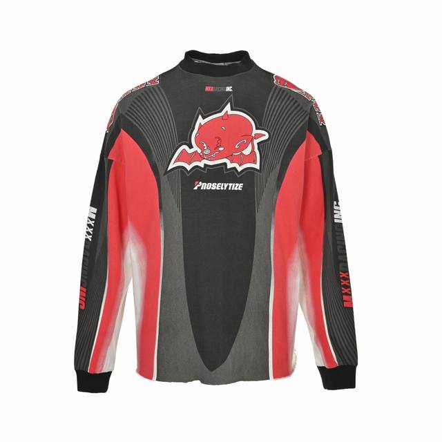 Saint Michael 25Fw Little Devil Angel Racing Car Print Long Sleeve Immerse yours