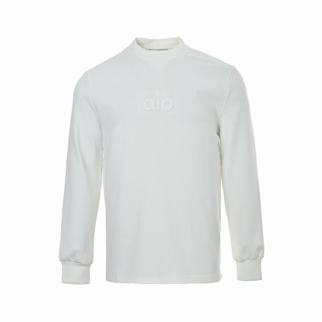 Alo 25Fw Long-sleeved T-shirt with 3D logo embroidery and subtle pattern. Made f