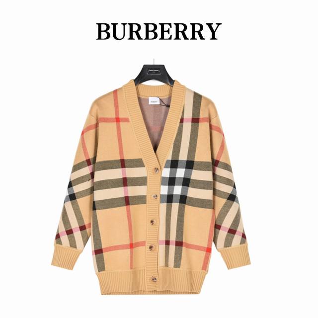 Burberry 23Fw Thick Check and Striped Knit Cardigan Sweater. Original version pu