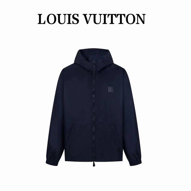 Louis Vuitton Leather Patch Logo Jacquard Reversible Windbreaker Jacket. Origina