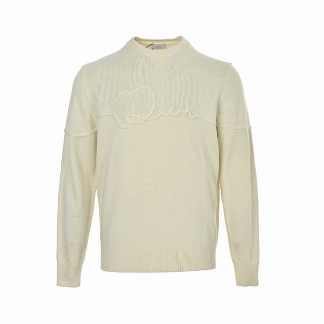 Dior Ribbon Logo Crew Neck Sweater ( ). Made from 50% wool and 50% cotton yarn.