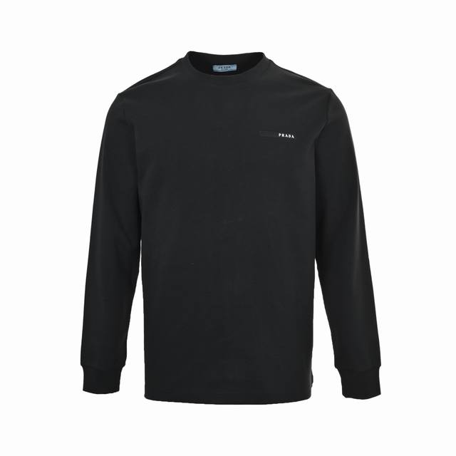 Prada Long-Sleeve T-Shirt with Embroidered Logo and Lettering on the Chest. Cus