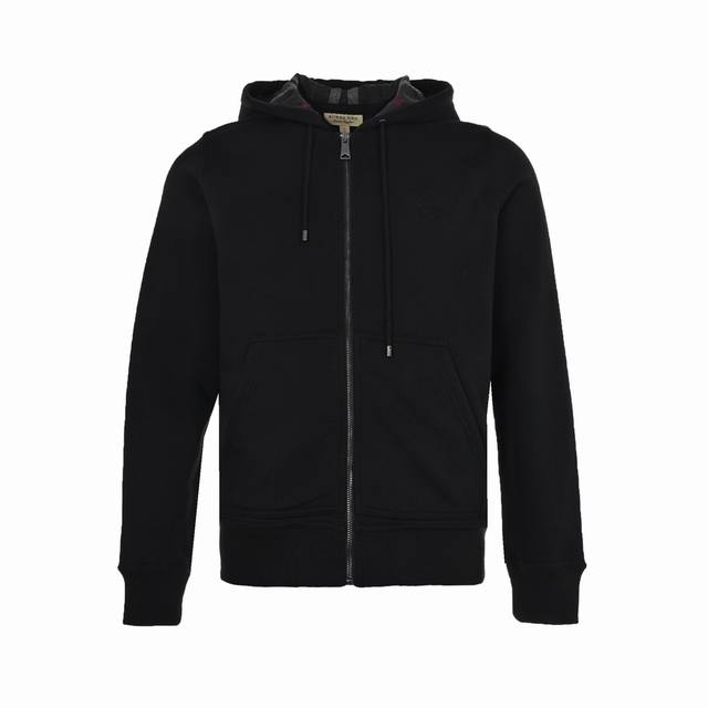 Burberry 22Fw Embroidered Horse Hooded Check Zip-Up Sweatshirt. Made of high-qua