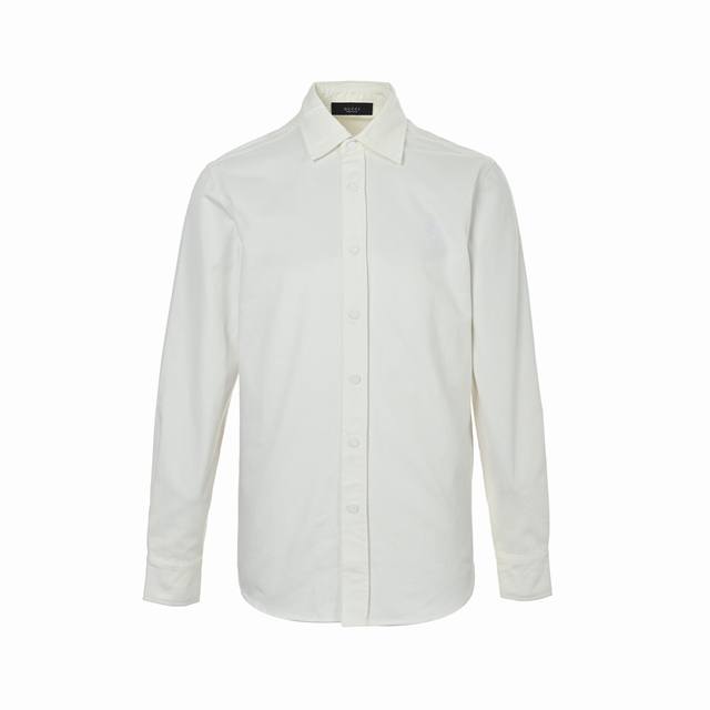 Gucci crest embroidered long-sleeved shirt. Made of custom cloud-textured cotton