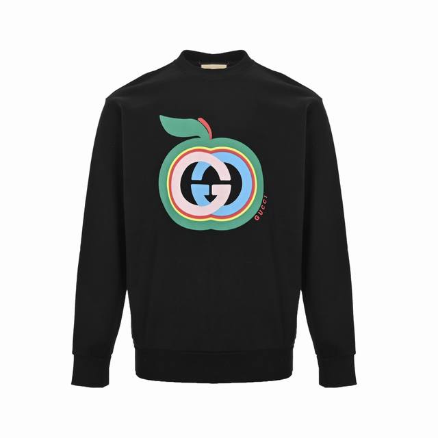 Gucci Double G Apple Foamed Fleece Print Sweatshirt. The three-dimensional fleec