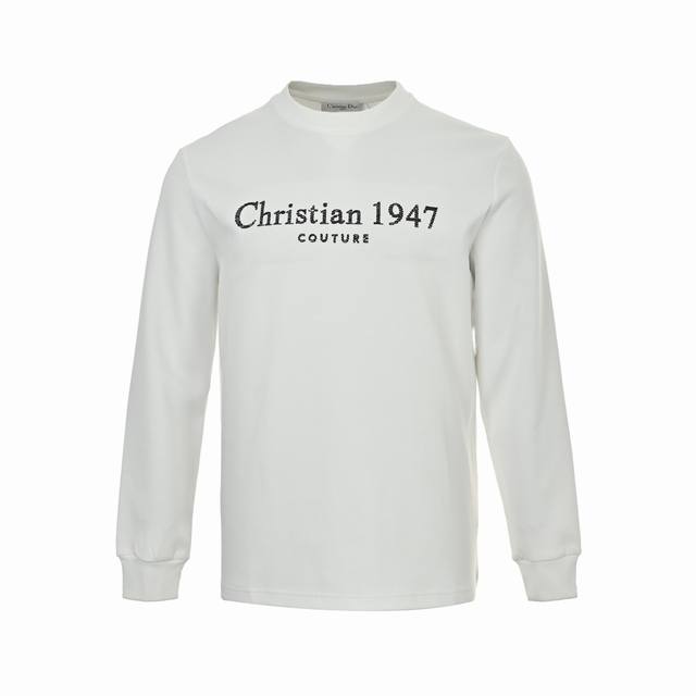 Dior 25Fw 1947 Logo Embroidered Long-Sleeve T-Shirt. A simple yet sophisticated