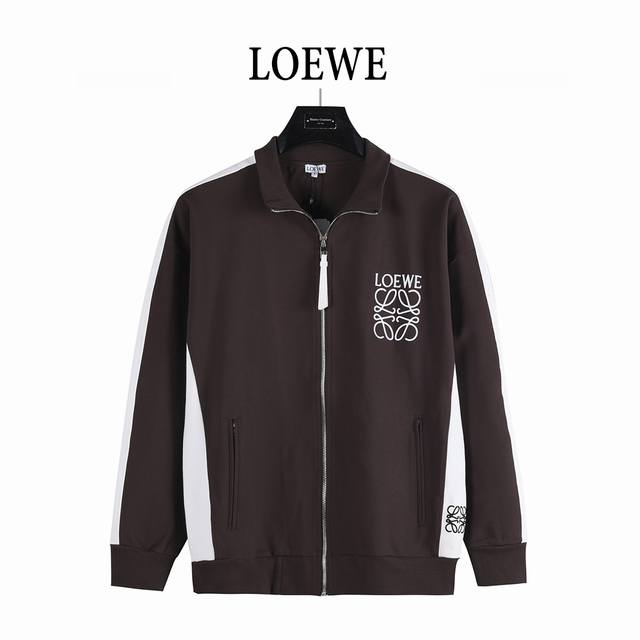 Loewe 25Fw Color Block Webbing Logo Embroidery Zipper Jacket Set. Lightweight te