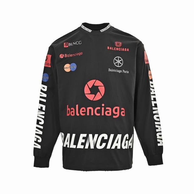 Balenciaga 25Fw Multi-Label Print Long-Sleeve T-Shirt ( ) - Same style as brick