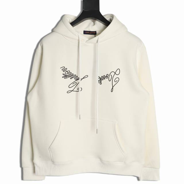 Louis Vuitton Lv 25Fw Artistic Letter Hoodie 480G High-Grade Combed Cotton Fabri