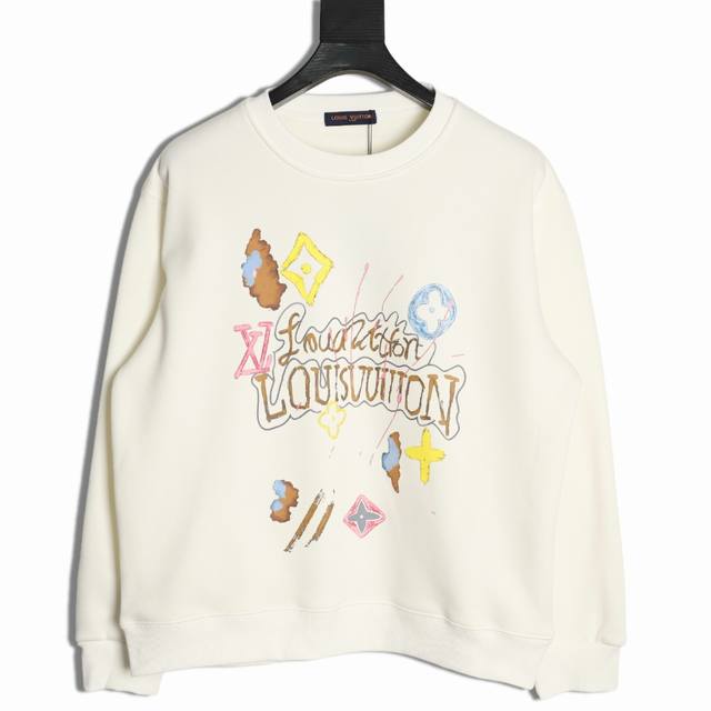 Louis Vuitton Lv 25Fw Painted Crew Neck Sweatshirt ( ) 480G High-Grade Combed Co