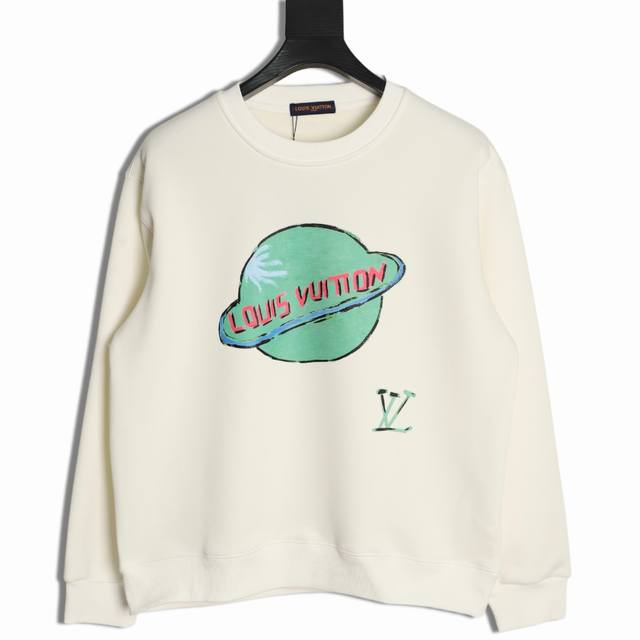 Louis Vuitton Lv 25Fw Earth Print Crew Neck Sweatshirt ( ) 480G High-Grade Combe