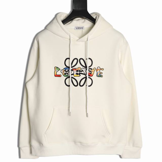 Loewe 25Fw Colorful Letter Hoodie 480G High-Grade Combed Cotton Fabric, Original