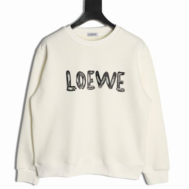 Loewe 25Fw Chalk Crew Neck Sweatshirt ( ) 480G High-Grade Combed Cotton Fabric,
