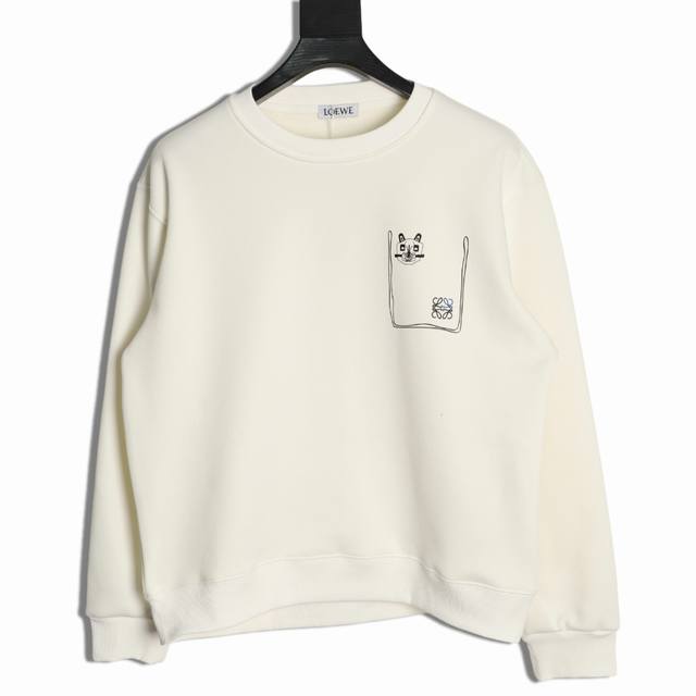 Loewe 25Fw Kitten Crew Neck Sweatshirt ( ) 480G High-Grade Combed Cotton Fabric,