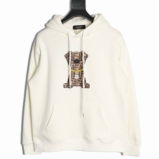 Fendi 25Fw Puppy Hoodie 480G High-Grade Combed Cotton Fabric, Original White Thi