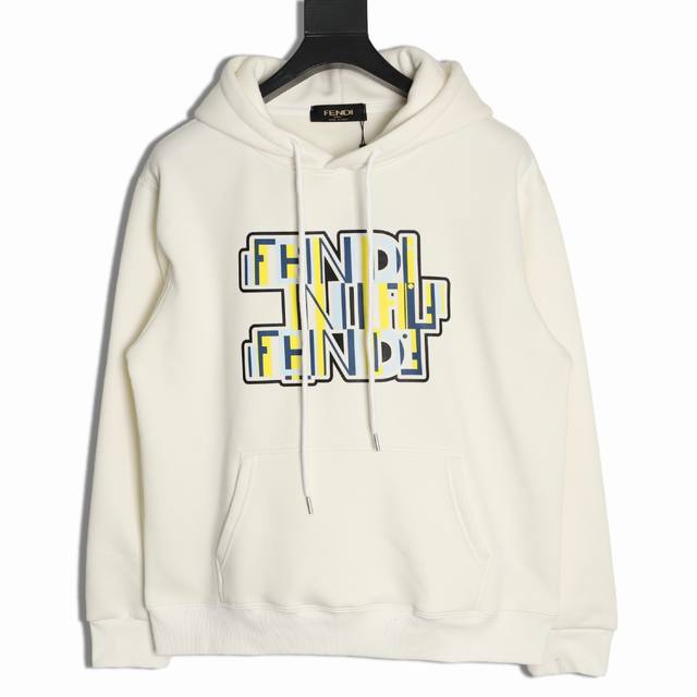 Fendi 25Fw Colorful Hoodie 480G High-Grade Combed Cotton Fabric, Original White