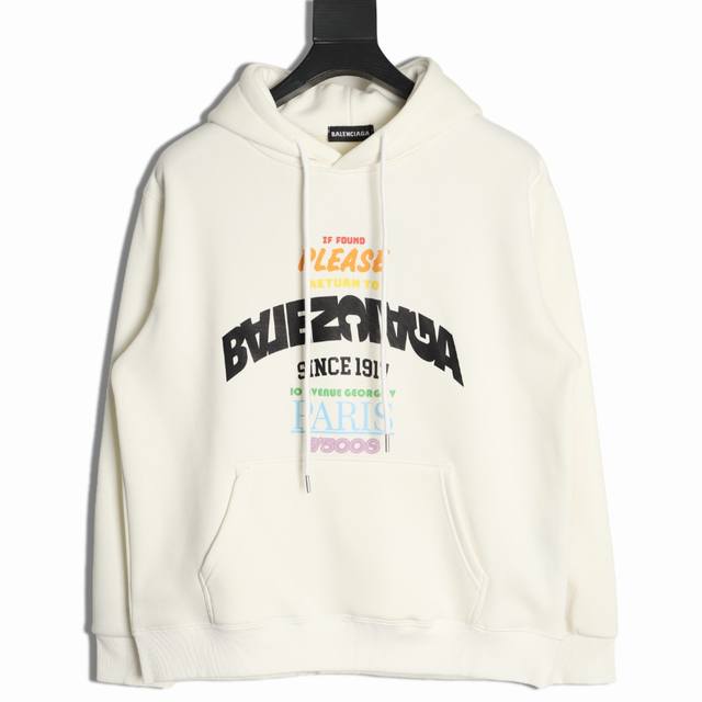 Balenciaga 25Fw Reverse Letter Hoodie 480G High-Grade Combed Cotton Fabric, Orig