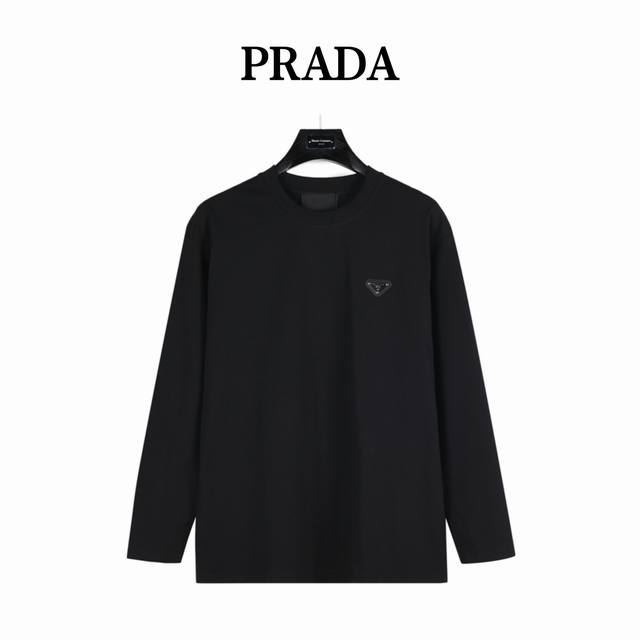 Prada long-sleeved shirt with the triangular logo on the chest. Made with custo