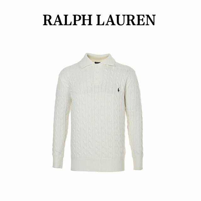 Ralph Lauren cable knit polo sweater. Made with faux cashmere fabric and fully c