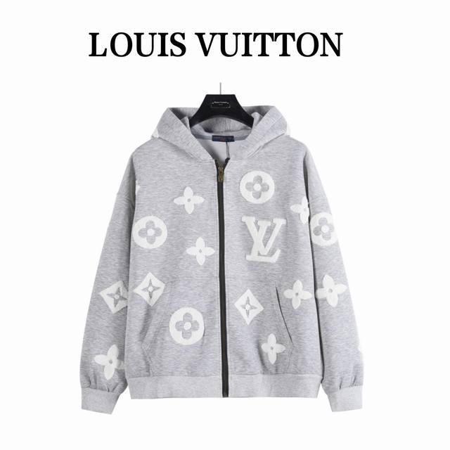 Louis Vuitton Full-Body Custom Letter Burnout Towel Embroidery Zipper Hooded Jac