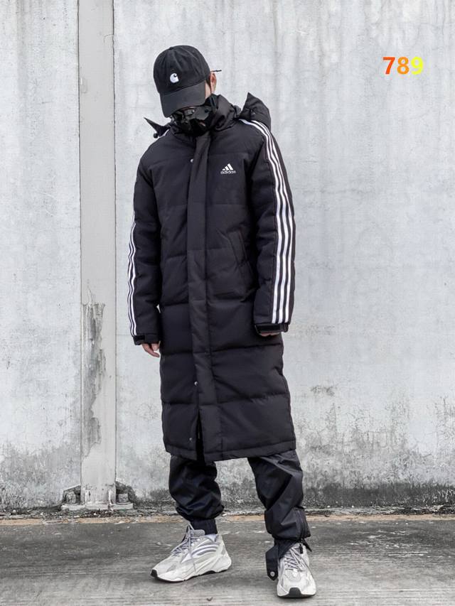 New Adidas long down jacket, 80% white duck down, 20% feathers. Winter Adidas u