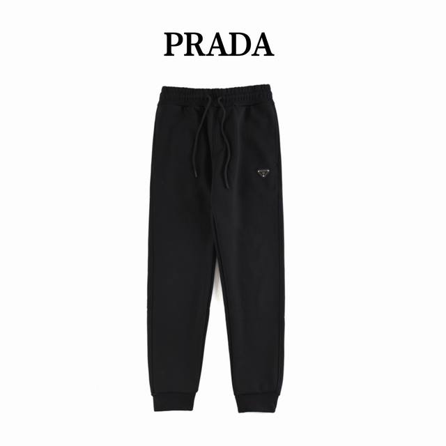 Prada Triangle Logo Red Stripe Fleece-Lined Long Pants Winter Fleece-Lined Thic