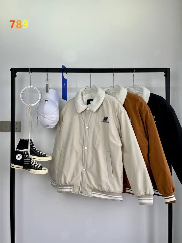 New Balance Winter Fleece-Lined Thick Lambswool Collar Coat, available in three