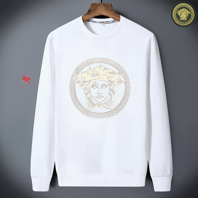 Fleece-lined 160 Versace European Style Trendy Brand Rhinestone Long-Sleeve T-S