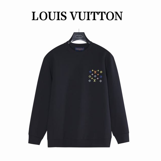 Louis Vuitton Lv25Ss Crew Neck Sweatshirt with Square Colorful Embroidery on the