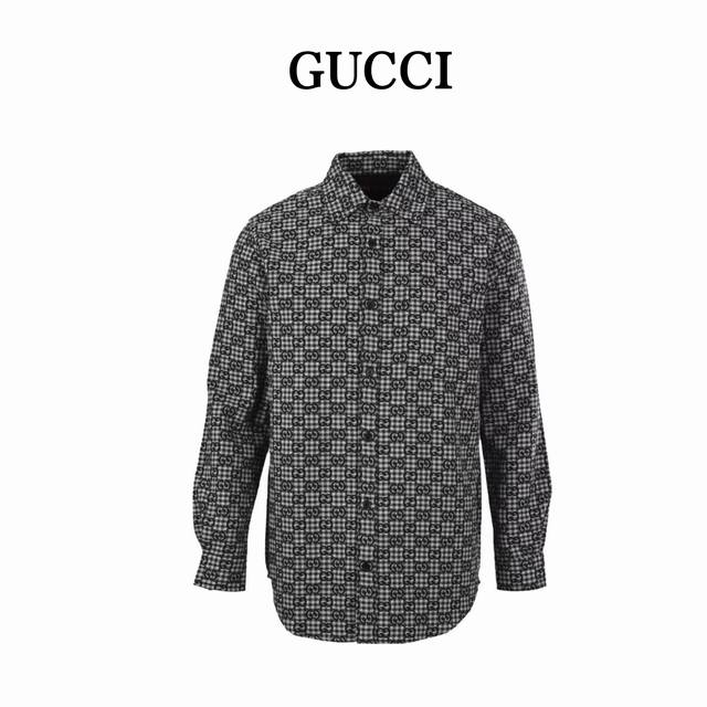 Gucci Gucci Full-width Jacquard Check Long-sleeved Shirt ( ) Custom Gg check cot