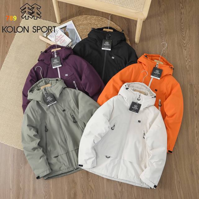 Kolon Sport New Hooded Jacket, Unisex, Outdoor Windproof Jacket, Loose Fit, Casu