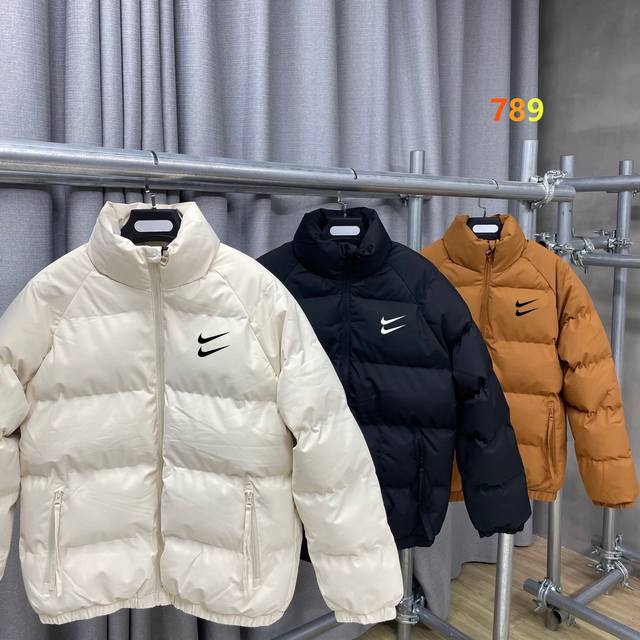 Nike Sportswear Swoosh Thickened Cotton-padded Solid Color Waist-cinching Stand