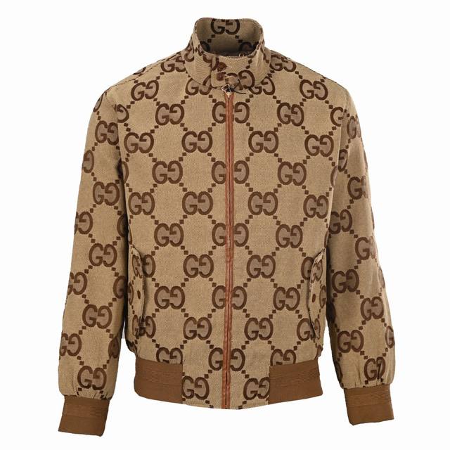 Gucci Gucci Double G All-over Canvas Stand Collar Jacket. Custom jacquard fabric