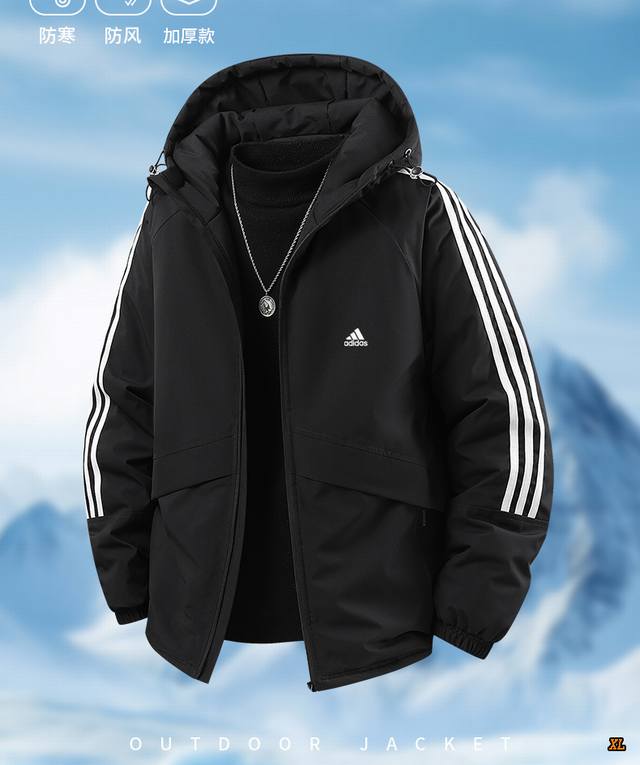 Adidas Exclusive Real Shot New Winter High-Quality Three-Stripe Cotton-padded J