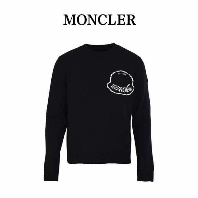 Moncler embroidered logo crew neck sweater. Authentic product purchased and deve