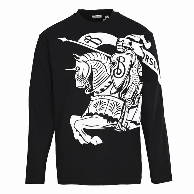 Burberry Bbrcottontop Horse Print Long-Sleeve T-Shirt, Black. Original version p