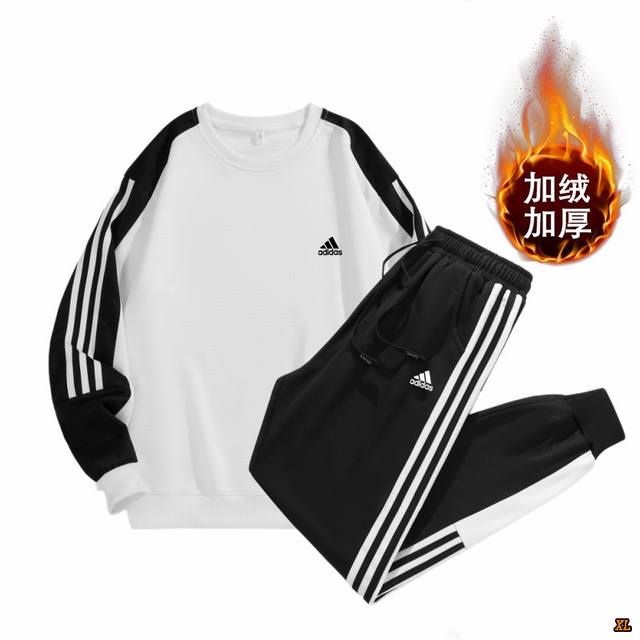 Adidas Exclusive Real Shot New Winter High-Quality Three Stripes Crew Neck Casu